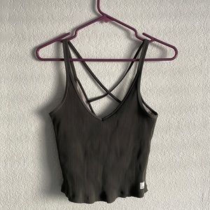 Vuori Rib Crop Tank Army green LIKE NEW Small